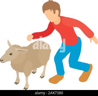 Sheep farming icon, isometric style Stock Vector