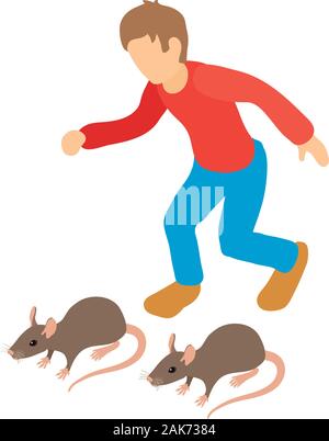 Rodent control icon, isometric style Stock Vector