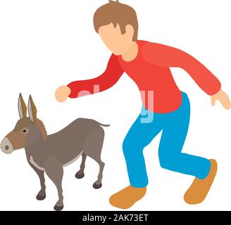 Donkey breeding icon, isometric style Stock Vector