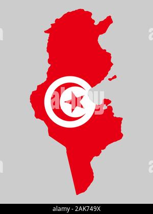 Tunisia Map flag Vector illustration eps 10 Stock Vector