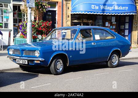 Morris Marina Coupe car parked in Holyrood Street, Chard, England, UK. Stock Photo