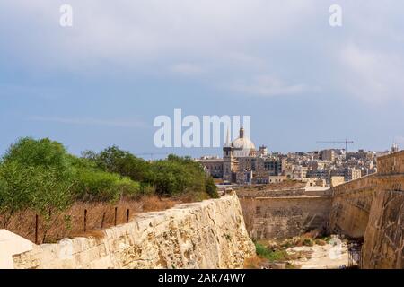 Valletta city, shot from Fort Manoel Stock Photo