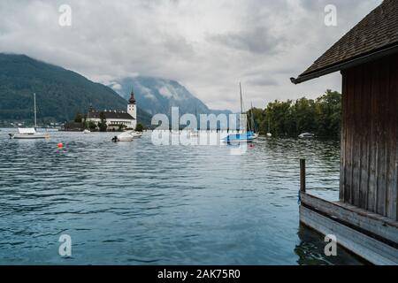 Gmunden is a scenic town of the Austrian Alps located in the upper Austria. Perfect holiday destination for an adventure in Europe. Tourism in Austria Stock Photo