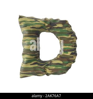 Camouflage english alphabets font texture - 3D Render Image Stock Photo