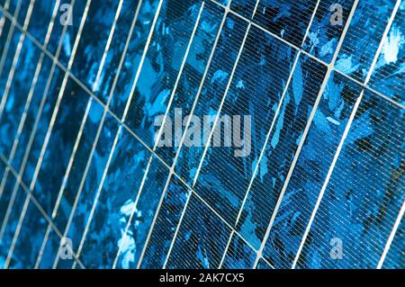Abstract background of blue panel of photovoltaic modules of solar cells generating renewable energy Stock Photo