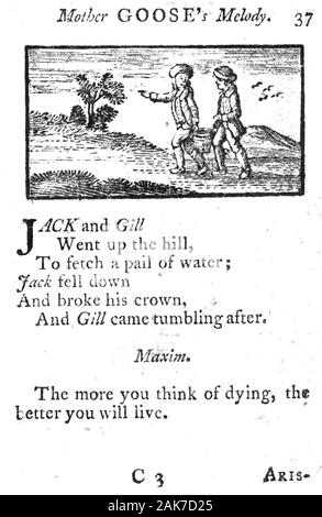JACK AND JILL nursery rhyme in a 1791 book Stock Photo