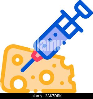 Injection into Cheese Icon Vector Outline Illustration Stock Vector