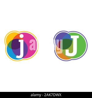 set of colorful icons, letter logo, Letter LOGO in colorful circle. Stock Vector