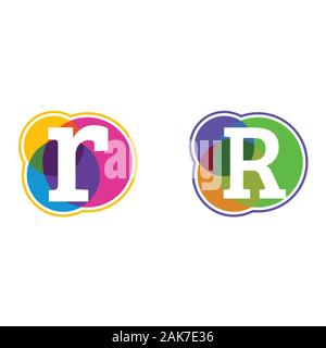 set of colorful icons, letter logo, Letter LOGO in colorful circle. Stock Vector