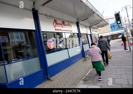 Harry Ramsden fish and chips in Swanage, Dorset, UK. November 2019. Stock Photo