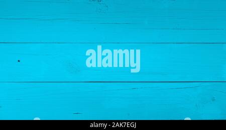 Turquoise old wooden plank panoramic background Stock Photo