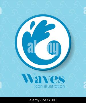 Blue wave icon inside circle vector design Stock Vector