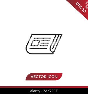 Newspaper vector icon in modern design style for web site and mobile app Stock Vector