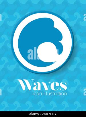Blue wave icon inside circle vector design Stock Vector