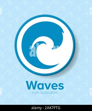 Blue wave icon inside circle vector design Stock Vector