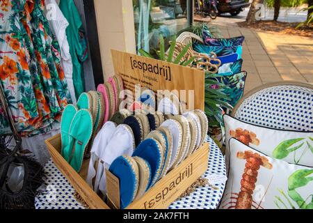 Espadrilles espadrille canvas shoes footwear for sale at a store in Sydney, New South Wales, Australia Stock Photo