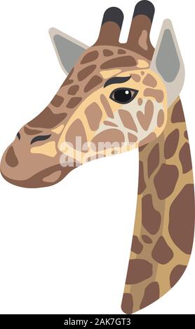 Giraffe portrait made in unique simple cartoon style. Head of giraffe. Isolated icon for your design. Vector illustration Stock Vector