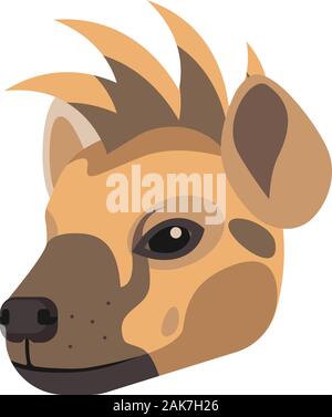 Hyena portrait made in unique simple cartoon style. Head of hyena. Isolated icon for your design. Vector illustration Stock Vector