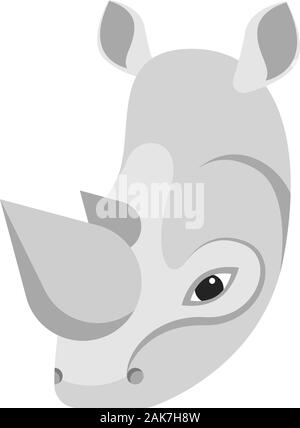Rhinoceros portrait made in unique simple cartoon style. Head of rhino. Isolated icon for your design. Vector illustration Stock Vector