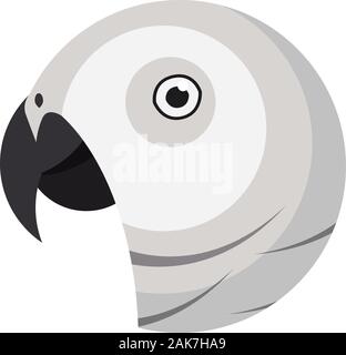 African grey parrot portrait made in unique simple cartoon style. Head of parrot. Isolated artistic stylized icon or logo for your design. Vector Stock Vector