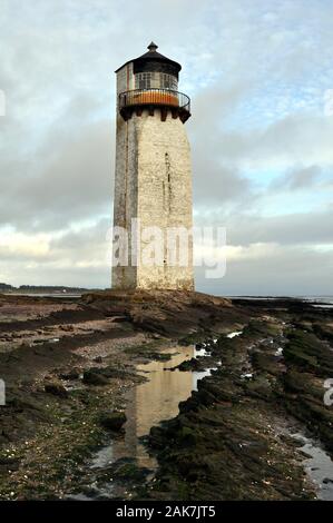 Southerness Lighthouse, Southerness, Dumfries and Galloway, Scotland. It is the second oldest lighthouse in Scotland Stock Photo