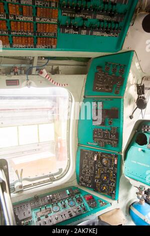 MI-26 helicopter instrument and control panel Stock Photo