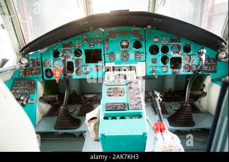 MI-26 helicopter instrument and control panel Stock Photo