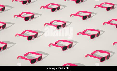 Pink sunglasses on white background. 3D Rendering. Stock Photo