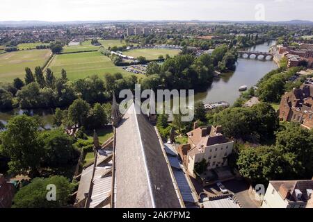 View from Worcester Cathedral looking towards the River Severn Stock Photo