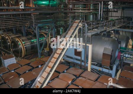 Stainless steel storage tanks for wine production at Salton Winery near Bento Goncalves. A wine producing country city in southern Brazil. Stock Photo