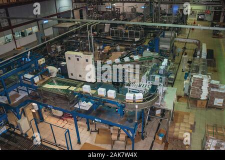 Production line and equipment for wine production at Salton Winery factory, near Bento Goncalves. A wine producing country city in southern Brazil. Stock Photo