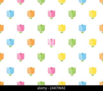 Colorful tulip seamless pattern for background, fabric, wrapping paper. stock vector template design. nature flat spring flower motif. Stock Vector
