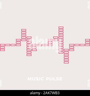 Music beat seamless horizontal pattern. Abstract equalizer or heart pulse vector. Sound Wave vector illustration. Stock Vector