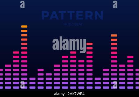Vector digital music equalizer audio waves horizontal seamless pattern design template audio signal visualization signal. Illustration. Multitrack edi Stock Vector