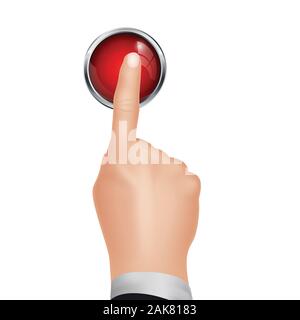 Pressing STOP button isolated Stock Vector