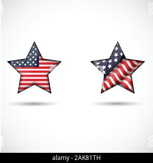 United States Flag  Glossy  of star symbol, isolated on white.vector Stock Vector