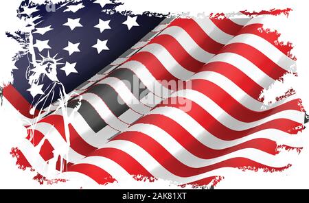 USA flag in the EEUU maps Stock Vector