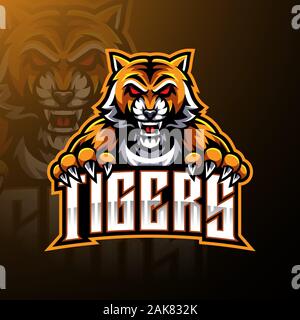 Tiger face mascot logo design Stock Vector