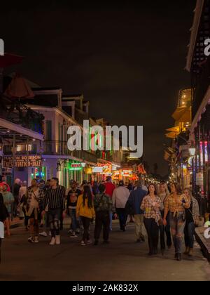 New Orleans, LA, USA. December 2019. Neon lights in the French Quarter in New Orleans, USA. Tourism provides a much needed source of revenue after the Stock Photo