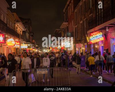 New Orleans, LA, USA. December 2019. Neon lights in the French Quarter in New Orleans, USA. Tourism provides a much needed source of revenue after the Stock Photo