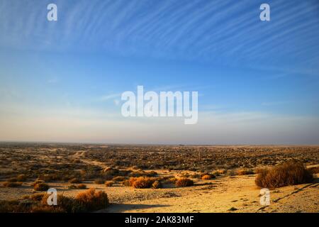 A view of desert land in Qatar which make cultivation very difficult . Stock Photo