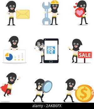 Set of female character in horrible executioner. Stock Vector
