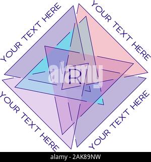 abstract logo of triangles of translucent colors with interrupted contours Stock Vector