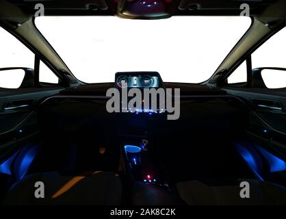 isolated cockpit and autonomous car interior on a white background Stock Photo