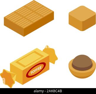 Toffee icons set, isometric style Stock Vector