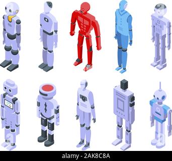Humanoid icons set, isometric style Stock Vector