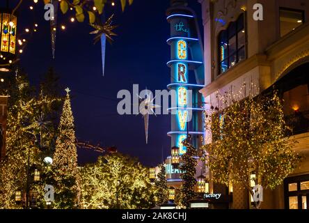 The Grove during Christmas time, Beverly Hills, CA Stock Photo