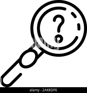 Question magnifier icon, outline style Stock Vector