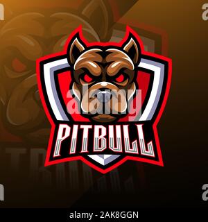 Pitbull Head esport Mascot Logo Stock Vector