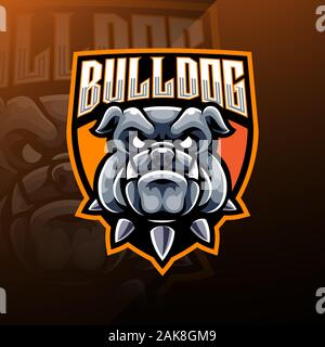 Bulldog Head esport Mascot Logo Stock Vector